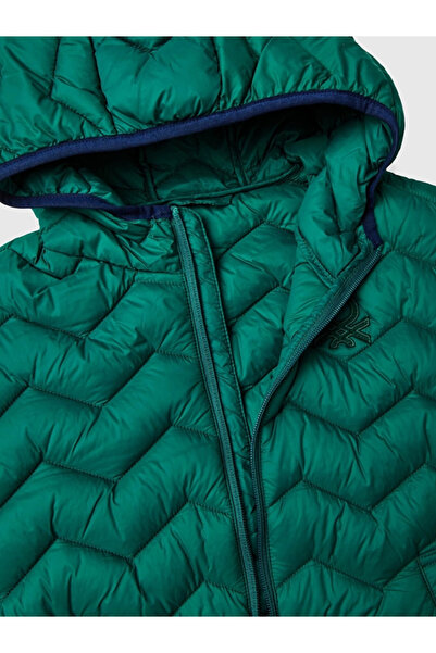 Benetton Boy's Embroidered Puffa Vest 6-14 Years Green