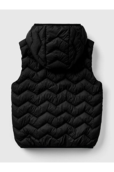 Benetton Boy's Embroidered Puffa Vest 6-14 Years Black