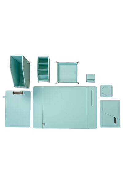 2K Sümen Takımı Masaüstü Suni Deri Hediyelik Set 8 Parça