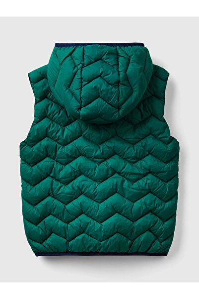 Benetton Boy's Embroidered Puffa Vest 6-14 Years Green