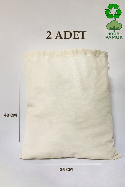 ÇANTAPAK Ham Bez Kese / Torba / Organizer 35x40 cm – 2’li Set | Doğa Dostu Bez Poşet