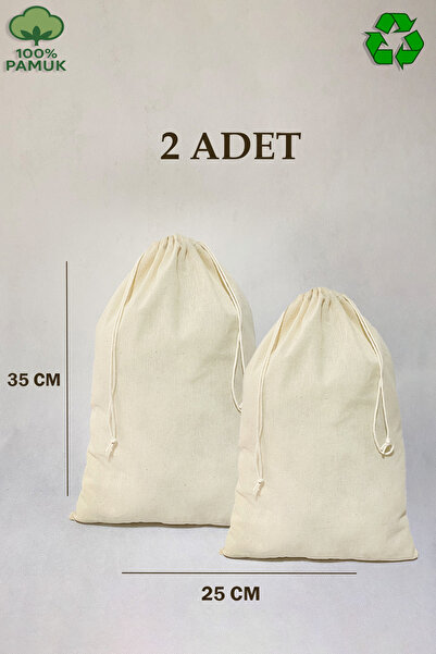 APRENDİ %100 Pamuk Ham Bez Kese 25x35 cm – 2’li Set | Doğal Bez Torba | Çekme...