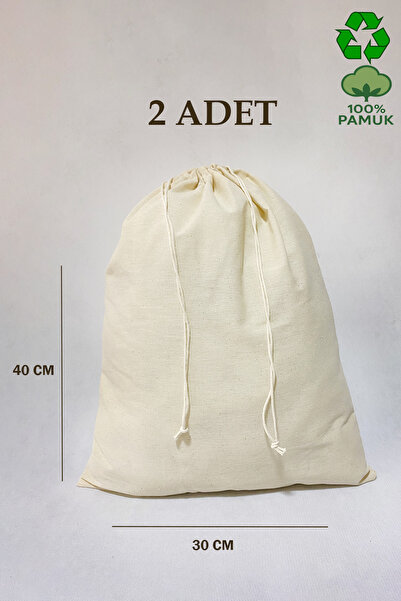 APRENDİ Ham Bez Kese / Torba / Organizer 30x40 cm – 2’li Set | Doğa Dostu Bez...