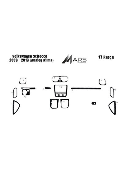Marscockpitdesign فولكس واجن شيروكو كونسول-توربيدو 2013 14 قطعة (مكيف هواء تن...
