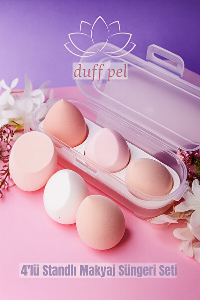 DUFF PEL 3'lü Standlı Makyaj Süngeri Seti Pembe