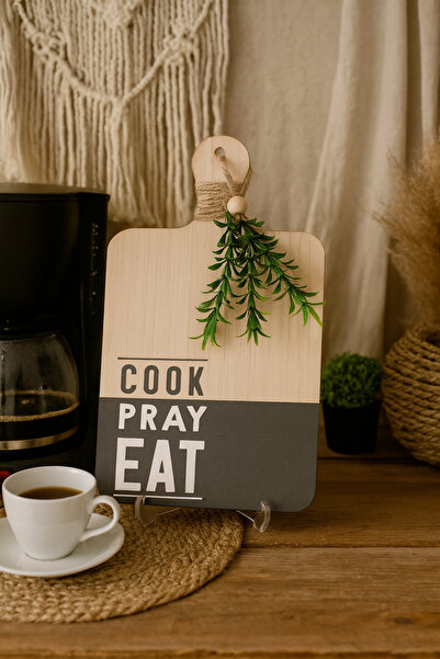 rosfloa rf Dekoratif Kesme Tahtası Görünümlü Iskandinav Mutfak Tezgah Süsü (25*15 CM) & (SUNUM AYAĞI HARİÇ)