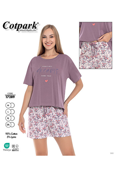 Cotpark Costum pantaloni scurți cu mânecă scurtă din bumbac Lycra pentru feme...