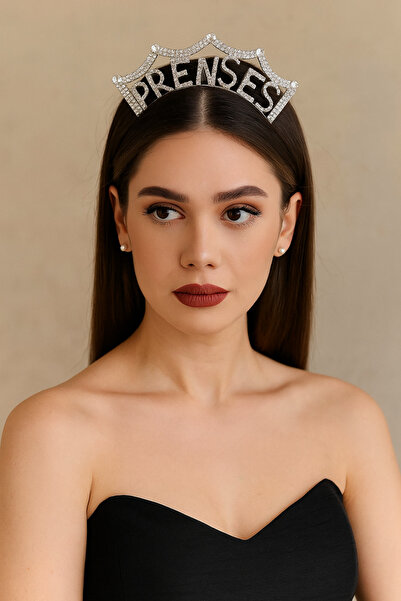 LUPHİRA Prenses Yazılı Kristal Taşlı Parti Tacı Özel Gün