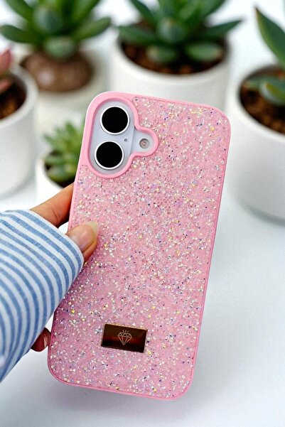 KVK PRİVACY iPhone 16 Compatible – Diamond Design, Pink Stone, Sparkling Diamond Silicone Case