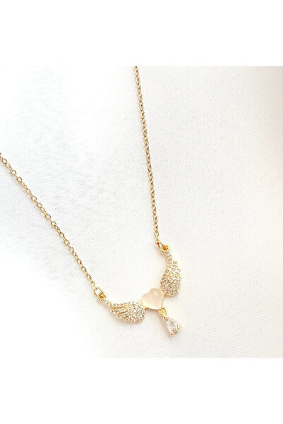 Kuşkaya Ticaret قلادة قلب مجنح الملاك |   فولاذ 316 لتر - غير قابل للتشويه |   هدية المرأة