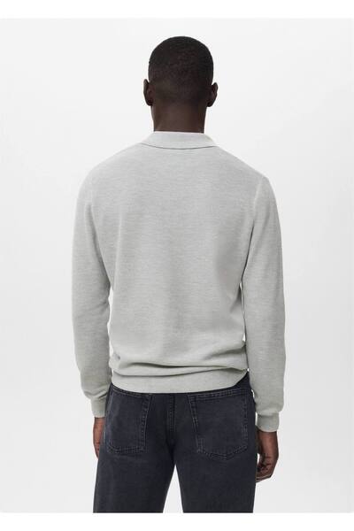 MANGO Man Mikro yapılı pamuklu polo kazak