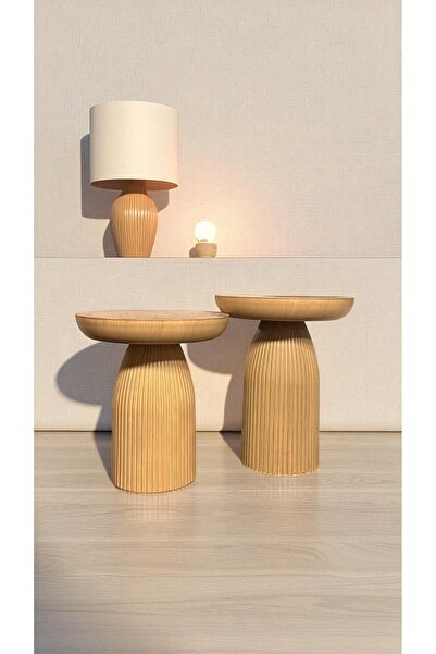 BRBSTORE bohem 2'li ceviz mantar sehpa