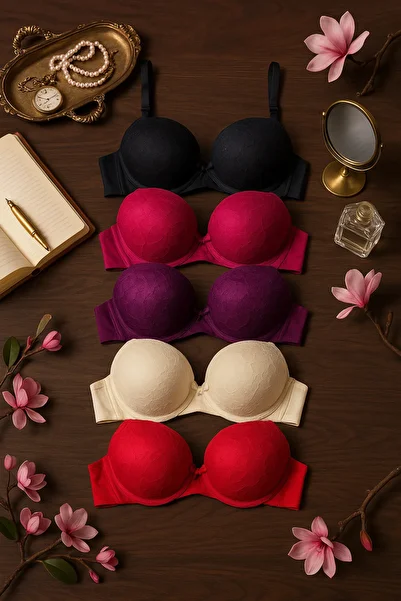 pae Mono Lace Embroidered Classic Padded Recovery Bra Set of 5