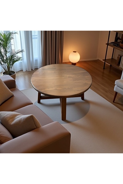 uğurlubaylar %100 doğal ağaç yuvarlak orta sehpa 80cm