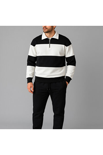 BRLKN Новий сезон UNISEX товстий смугастий бавовняний спортивний костюм з бавовни на блискавці 3 нитки