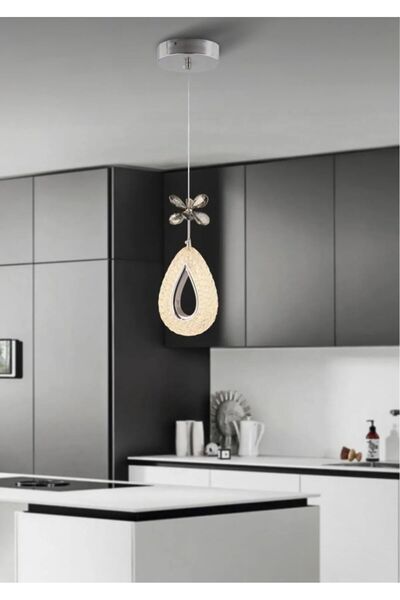 Marsel Lighting YAGMURModel Krom 3 Renk Modu Ledli Kristal Taşlı Modern Salon...