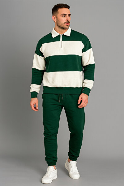 BRLKN Új szezon UNISEX vastag vonalú pamut tréningruha szett - félcipzáras, 3 szál