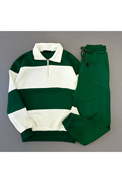 BRLKN Új szezon UNISEX vastag vonalú pamut tréningruha szett - félcipzáras, 3 szál