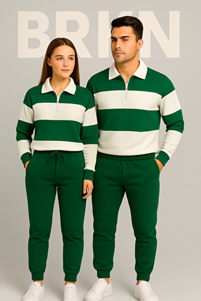 BRLKN Új szezon UNISEX vastag vonalú pamut tréningruha szett - félcipzáras, 3 szál