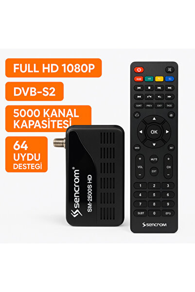 sencrom SM-2500S HD Uydu Alıcısı (Full HD 1080P, DVB-S2, 5000 Kanal, 64 Uydu ...