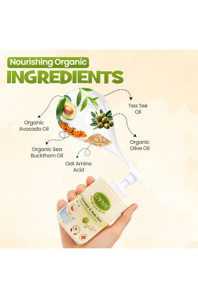 ENFANT EF Organic Plus Baby Shampoo And Body Wash 300ML Pump Gentle To Clean & Nourish pH Balance