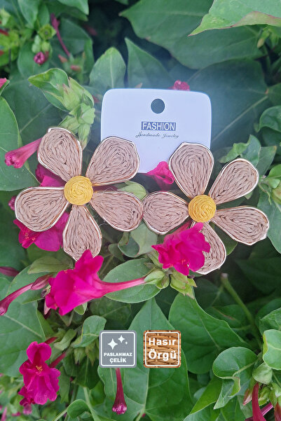 Miss TBee 🌅 Summer Joy Straw Weave Stainless Steel Earrings