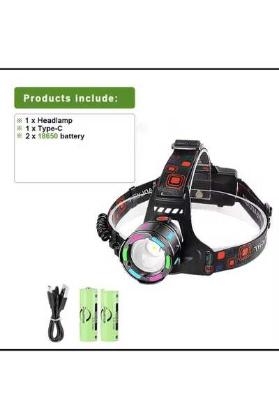 goldixpir Profesyonel avcı kamp kafa lambası zomlu şarj edilebir pilli