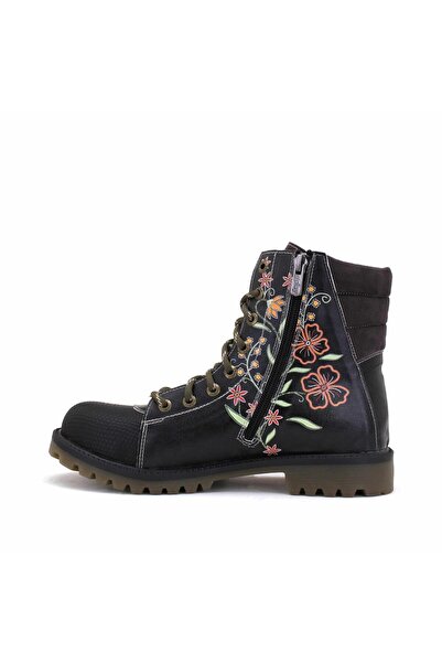 Goby Flower Printed Black Boots
