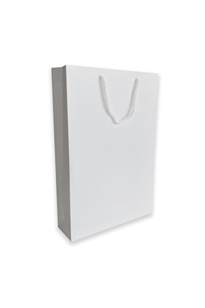 ABB Matbaa 10 Adet Beyaz Karton İpli Çanta (25x38x8)