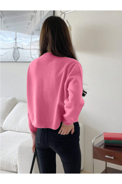 Ugdelia Women's Special Buttoned Soft Textured Knitwear Cardigan