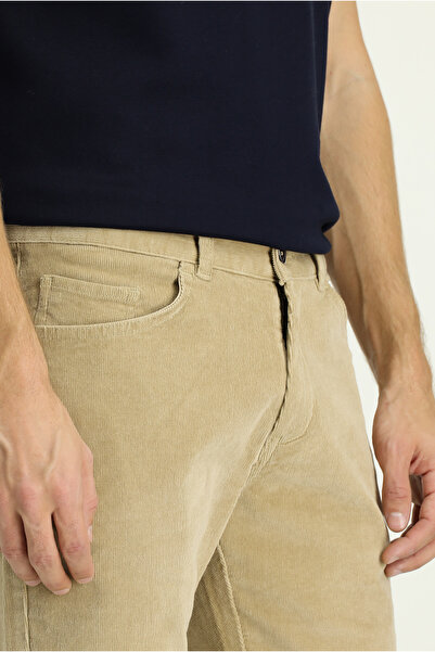 Kiğılı Slim Fit Dar Kesim Likralı Kadife Pantolon