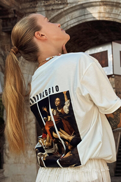 Le'sluette shadow of style bumbac 100% Tricou Premium Unisex supradimensionat de înaltă calitate Pictură Michelangelo cu imprimeu