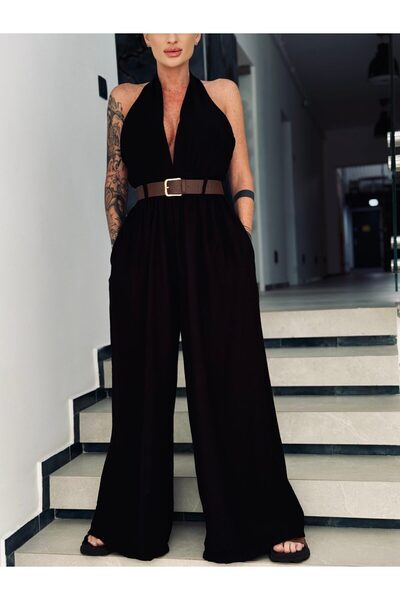 Zatara Fashion Elya Black Viscose Jumpsuit – Elegance and Comfort