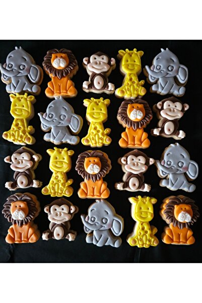 Mimosa Bakery Safari Temalı Butik Kurabiye Aslan Fil Maymun Zürafa-20 adet