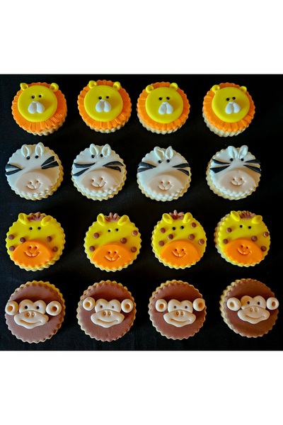 Mimosa Bakery Safari Temalı Şeker Hamurlu Butik Kurabiye-Aslan,Zebra,Maymun,Z...