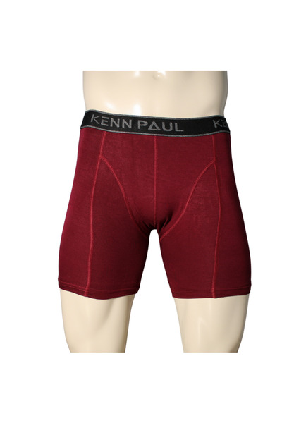 Kennpaul Men's Boxers with Bamboo Long Legs - Burgundy, Breathable, Comfortable