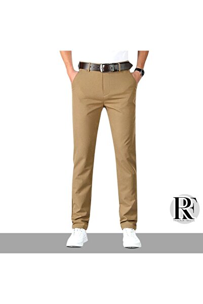 vahik Kahve/Taba Erkek Regular Fit Pamuklu Esnek Keten Pantolon 4 Mevsim