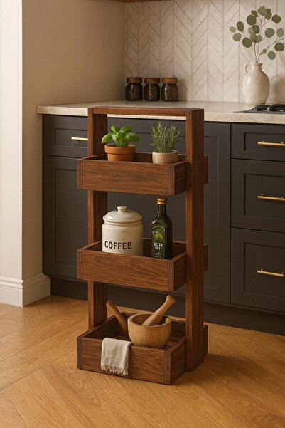 pinoxi Ahşap Organizer Sepet Banyo Düzenleyici Sebzelik