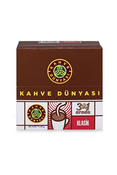 Kahve Dünyası Kahve Dünyası 3ü1 Arada Klasik Kahve 40 x 18 gr x 2 Adet ve 2si1 Arada Klasik Kahve 40 x 12 gr x 2 A