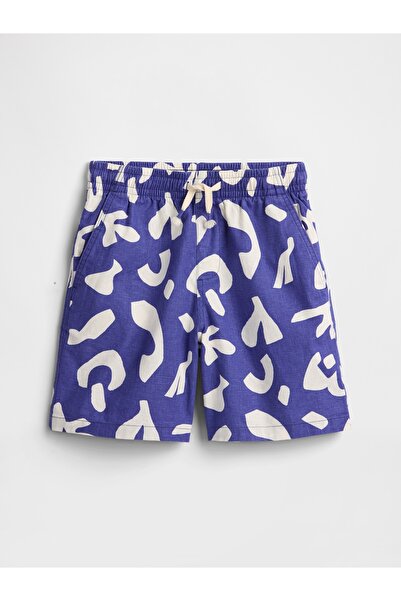 GAP Erkek Çocuk Koyu Mavi Keten Karışımlı Relaxed Şort