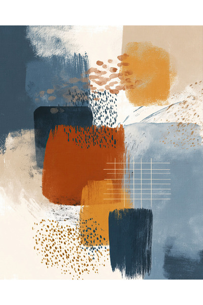 fuart.co Turkuaz Sarı Mavi Modern Poster, Duvar Posteri, Bohem Poster, Çerçev...