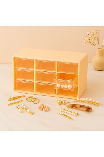 YzHome Plastik Çekmeceli 9 Bölmeli Organizer Takı Toka Aksesuar Saklama Düzen...