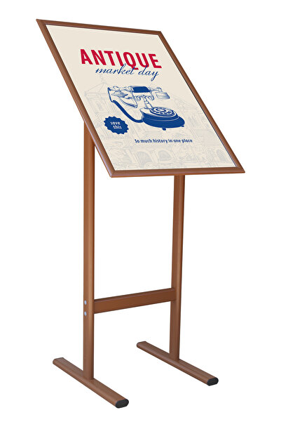 DESMARK A2(42x59.4) Kahverengi T Ayaklı Menü ve Reklam Panosu Ayaklı Poster Pano