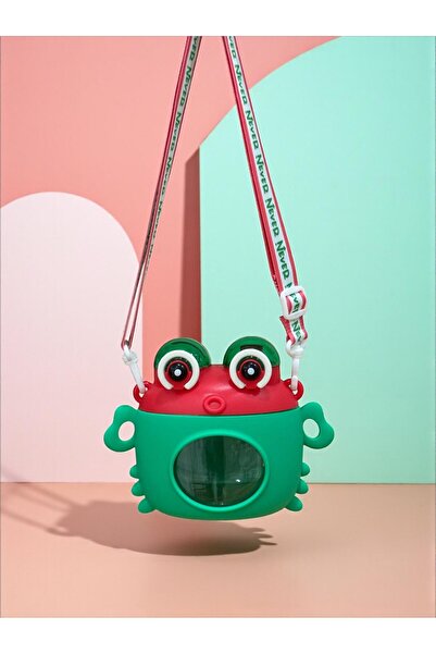 SANALTİCARETİM زجاجة مياه ممتعة للأطفال على شكل ضفدع باللون الأخضر - 600 مل