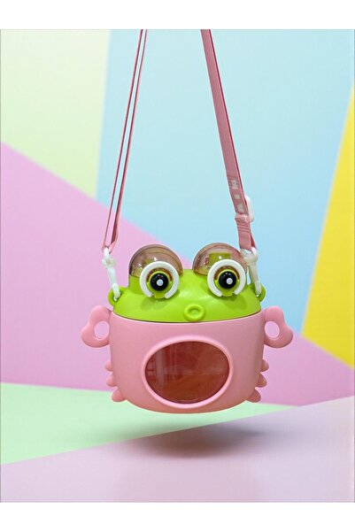 SANALTİCARETİM زجاجة مياه ممتعة للأطفال على شكل ضفدع باللون الوردي - 600 مل