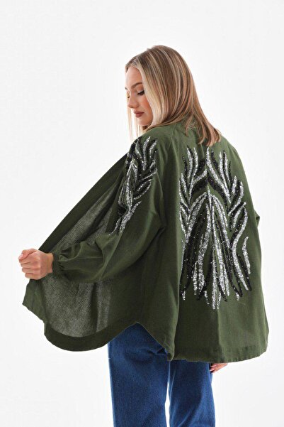 Dadali DADALİ NAKIŞLI KİMONO Haki