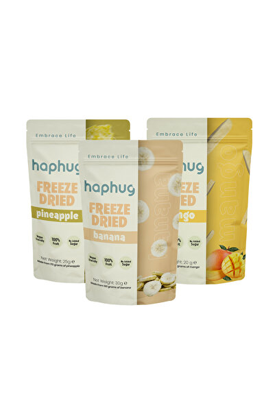 HapHug فواكه صفراء - مجمدة - فواكه مجففة - موز، أناناس، مشمش