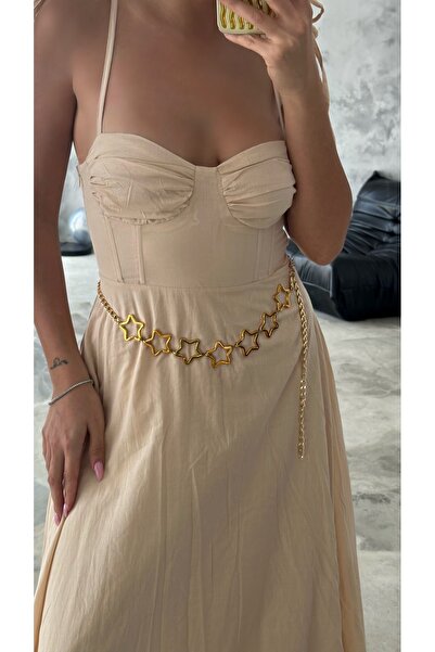 coaksco Dámské řetízkové šaty do pasu a těla ve tvaru hvězdy – pásek na bundu a kalhoty