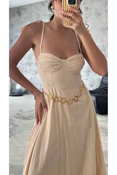 coaksco Dámské řetízkové šaty do pasu a těla ve tvaru hvězdy – pásek na bundu a kalhoty