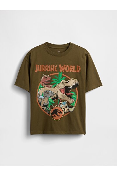 GAP Erkek Çocuk Yeşil Heavyweight Organik Pamuk Grafik T-Shirt